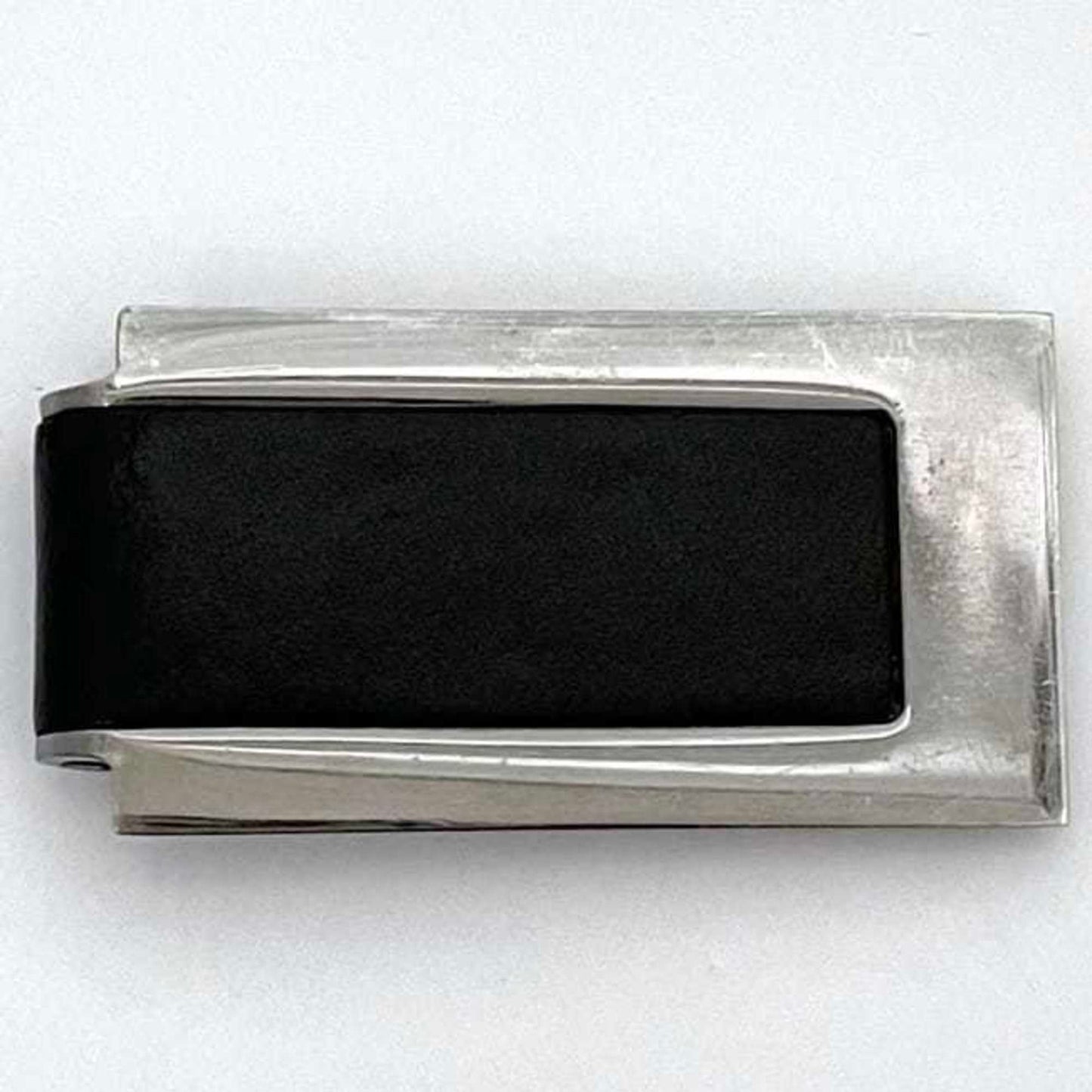 Gucci Black Silver Leather Metal Money Clip ( )