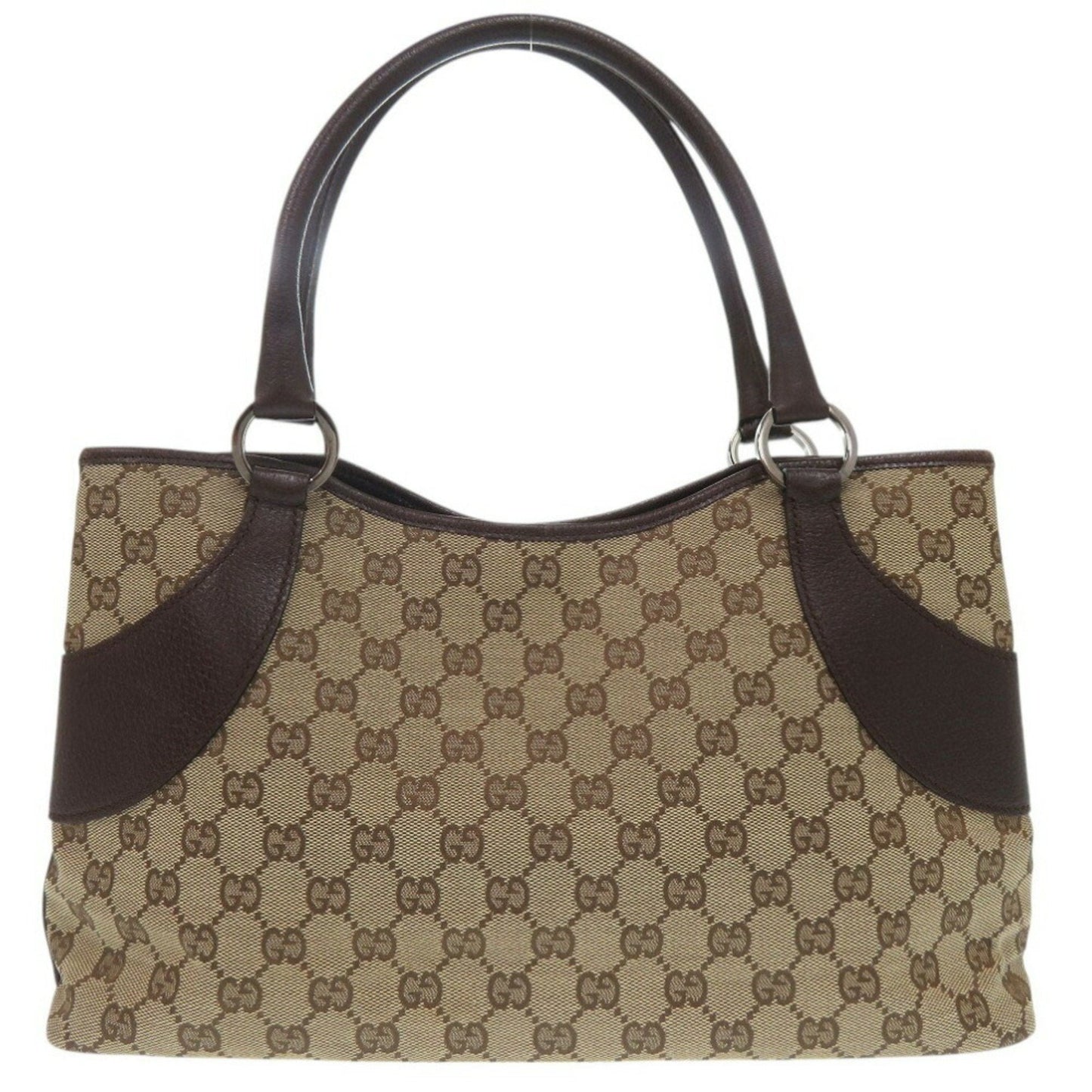 Gucci Beige Gg Canvas Leather Handbag Shoulder Bag ( )