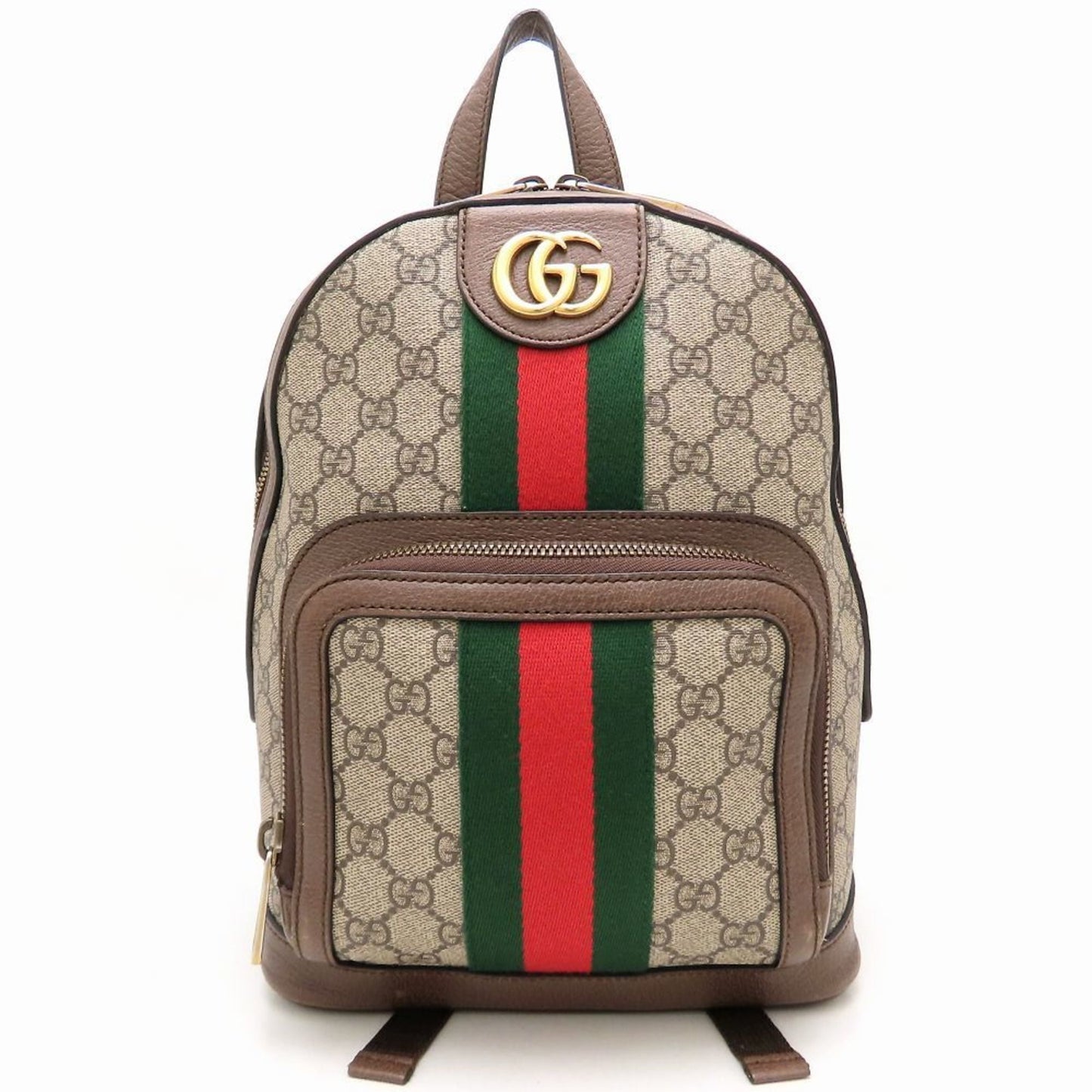Gucci Beige Brown Gg Supreme Canvas Leather Backpack ( )