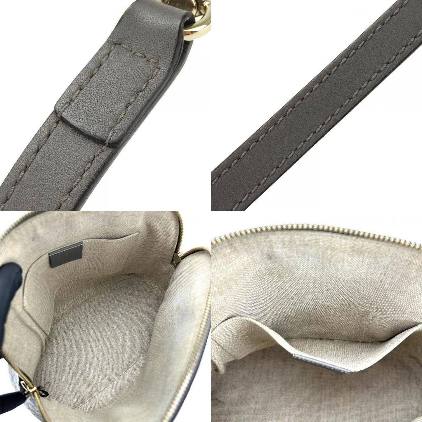Gucci Gray Leather Handbag Shoulder Bag ( )