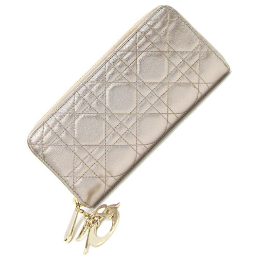Christian Dior Champagne Gold Leather Long Wallet (Bi-Fold) ()