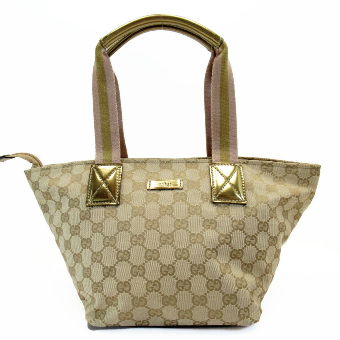 Gucci Gg Canvas Beige Gg Canvas Patent Leather Handbag