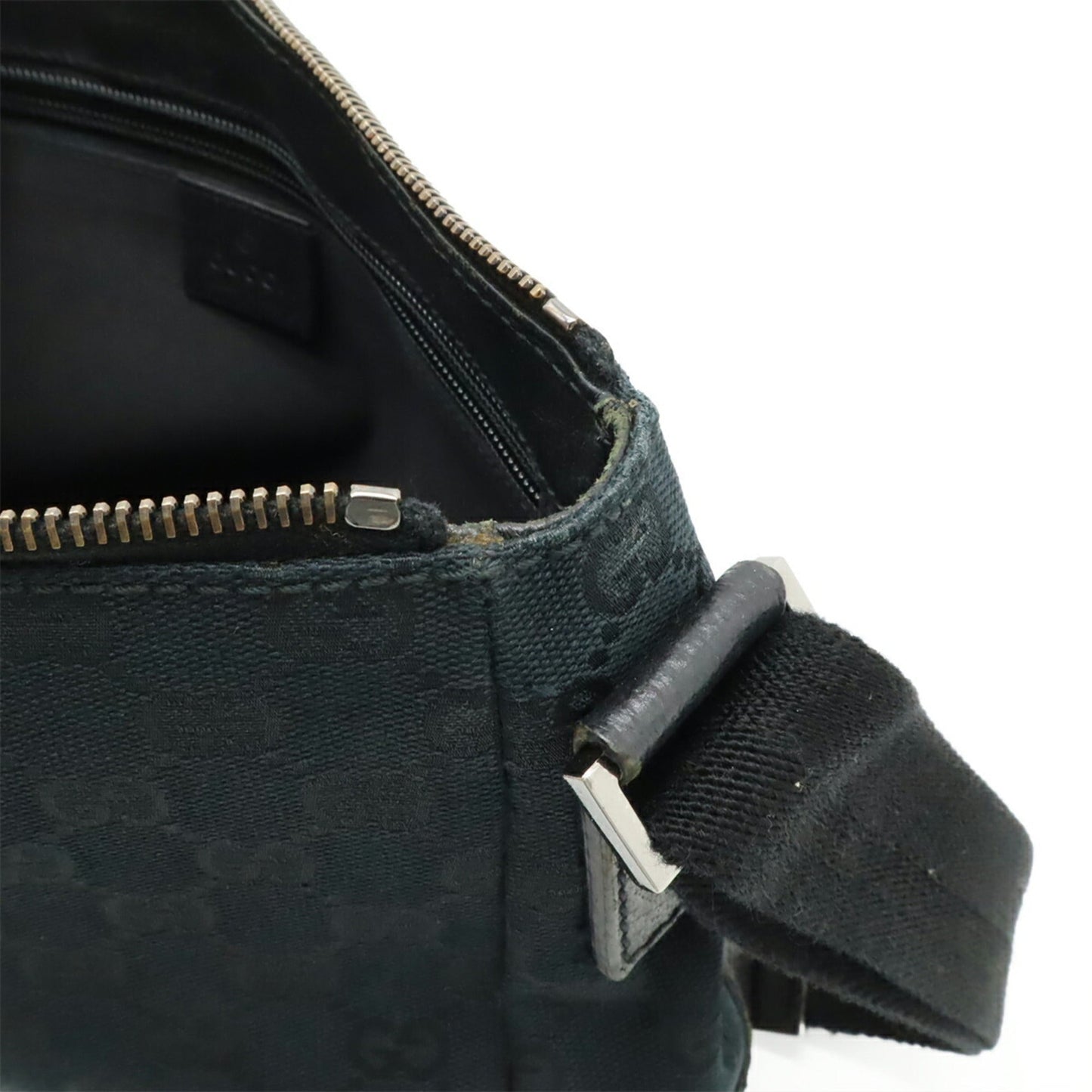 Gucci Black Gg Canvas Leather Shoulder Bag ( )