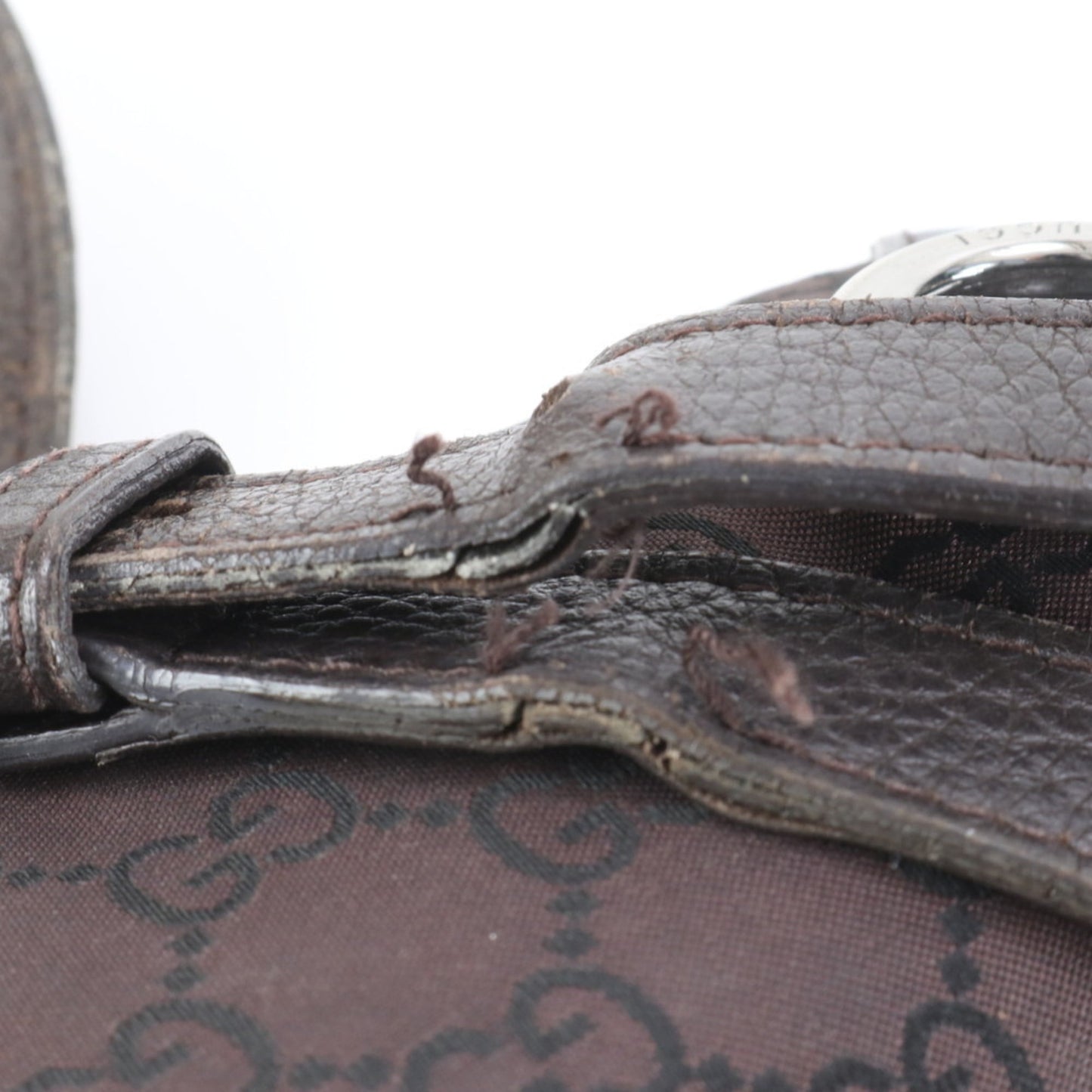 Gucci Brown Leather Canvas Shoulder Bag ( )