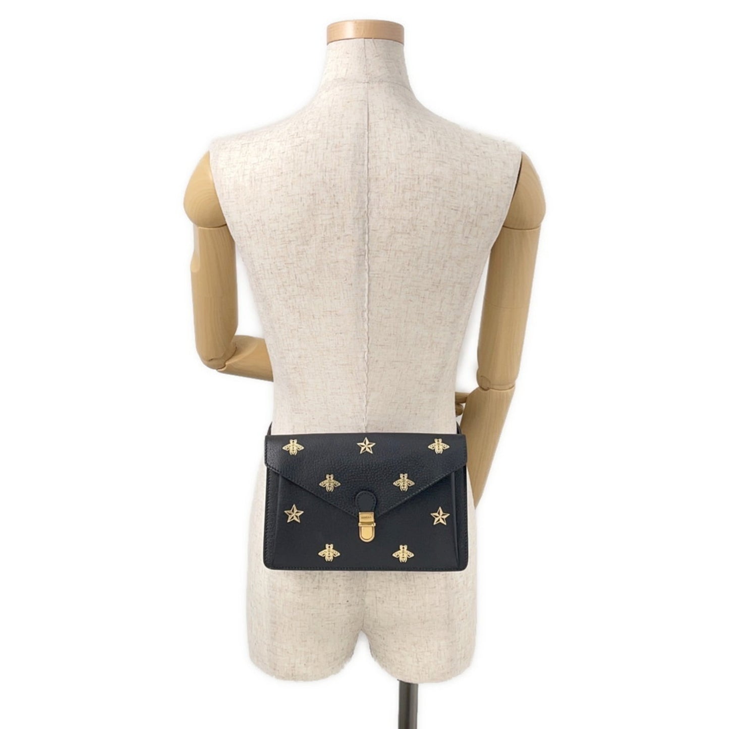 Gucci Black Leather Fanny Pack Sling Bag ( )