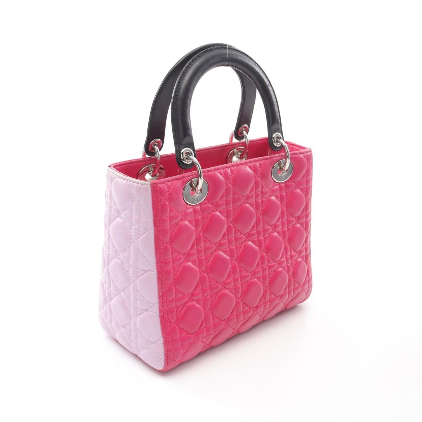 Christian Dior Black Pink Purple Leather Handbag ()