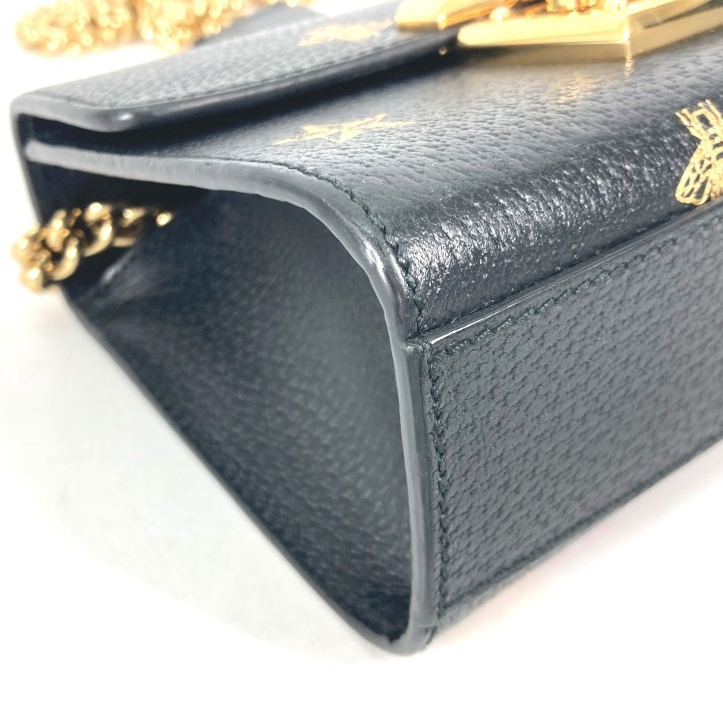 Gucci Black Gold Leather Pochette Shoulder Bag ( )