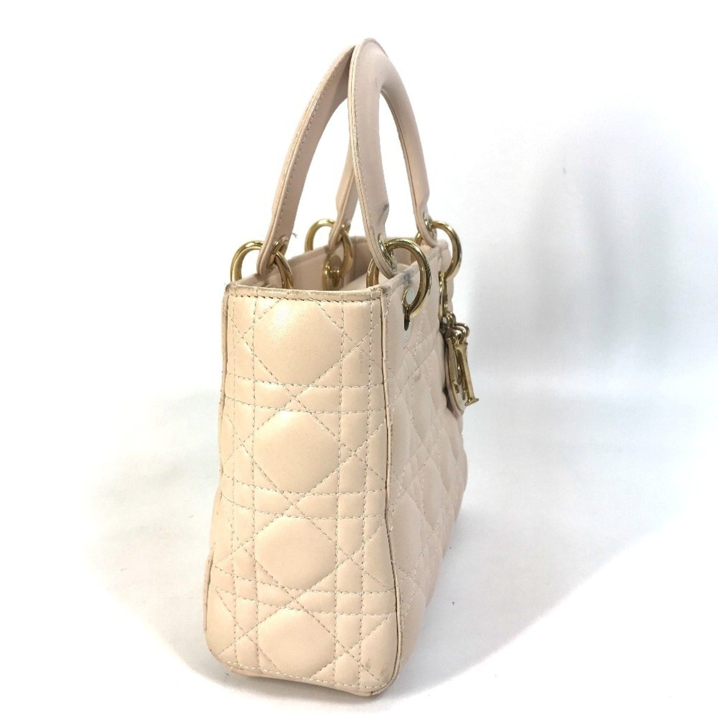 Christian Dior Pink Beige Leather Handbag Shoulder Bag ()