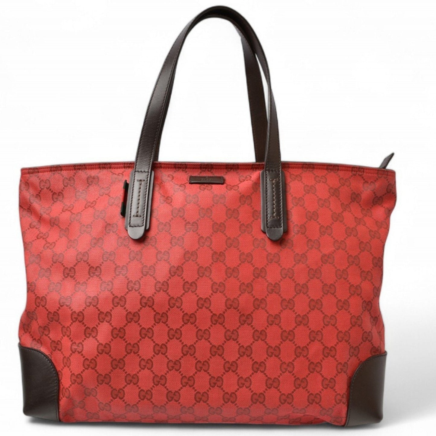 Gucci Dark Red Red Color Coated Canvas Shoulder Bag Tote Bag ( )