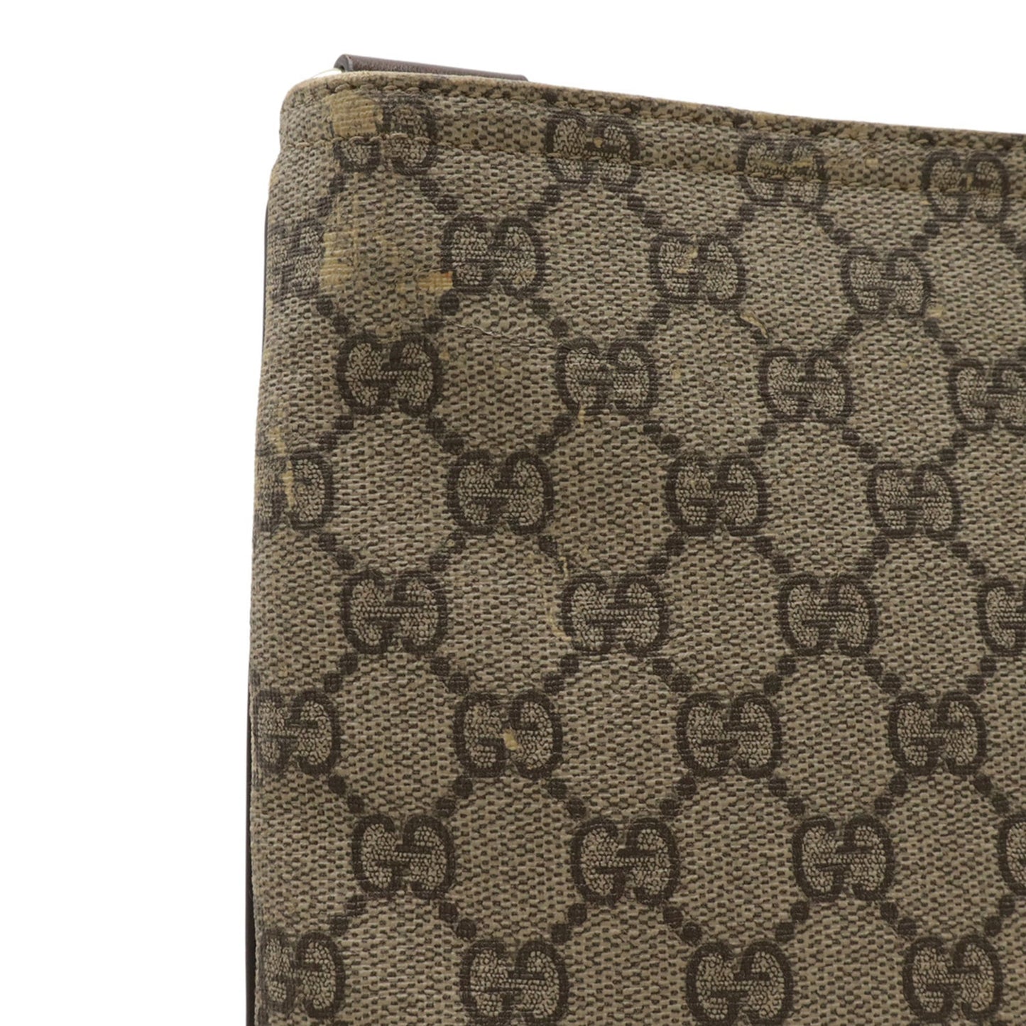 Gucci Beige Dark Brown Khaki Gg Supreme Leather Shoulder Bag ( )