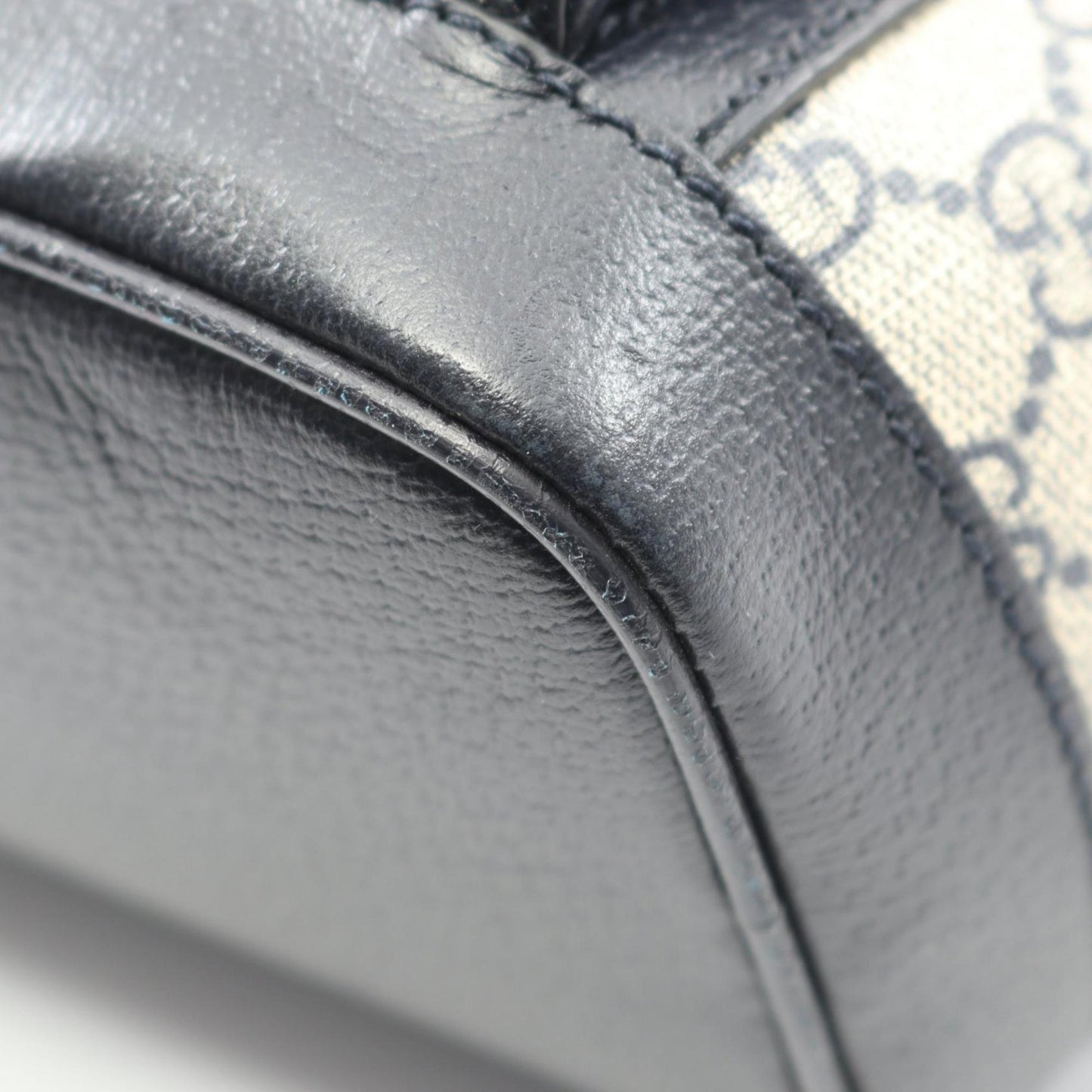 Gucci Beige Navy Red Color Pvc Coated Canvas Leather Backpack ( )