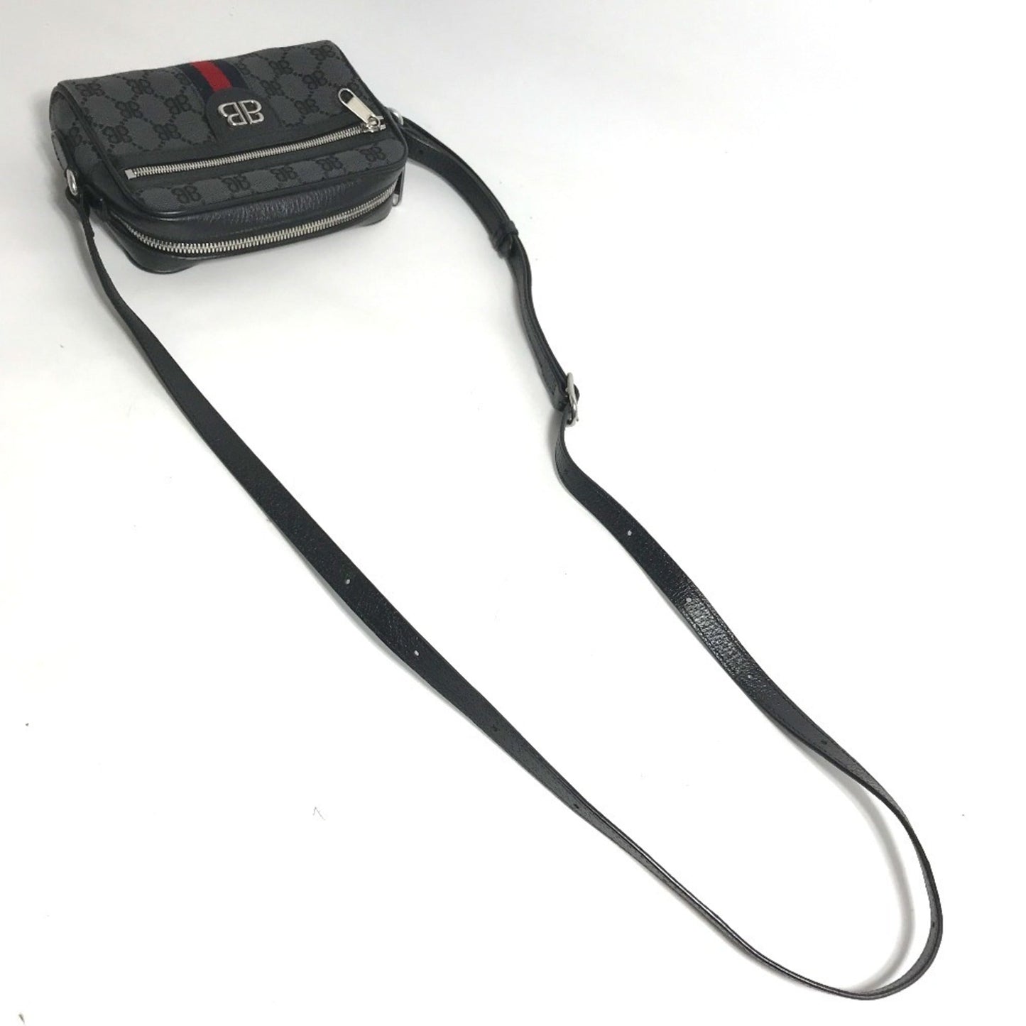 Gucci Black Canvas Leather Pochette Shoulder Bag ( )