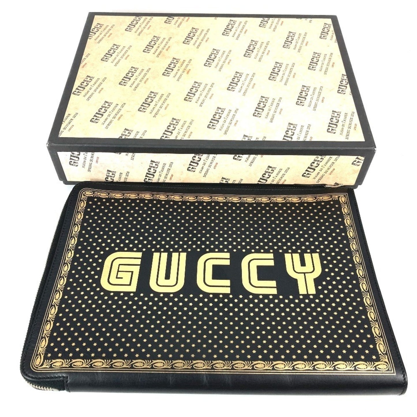 Gucci Black Leather Clutch Bag Pouch ( )