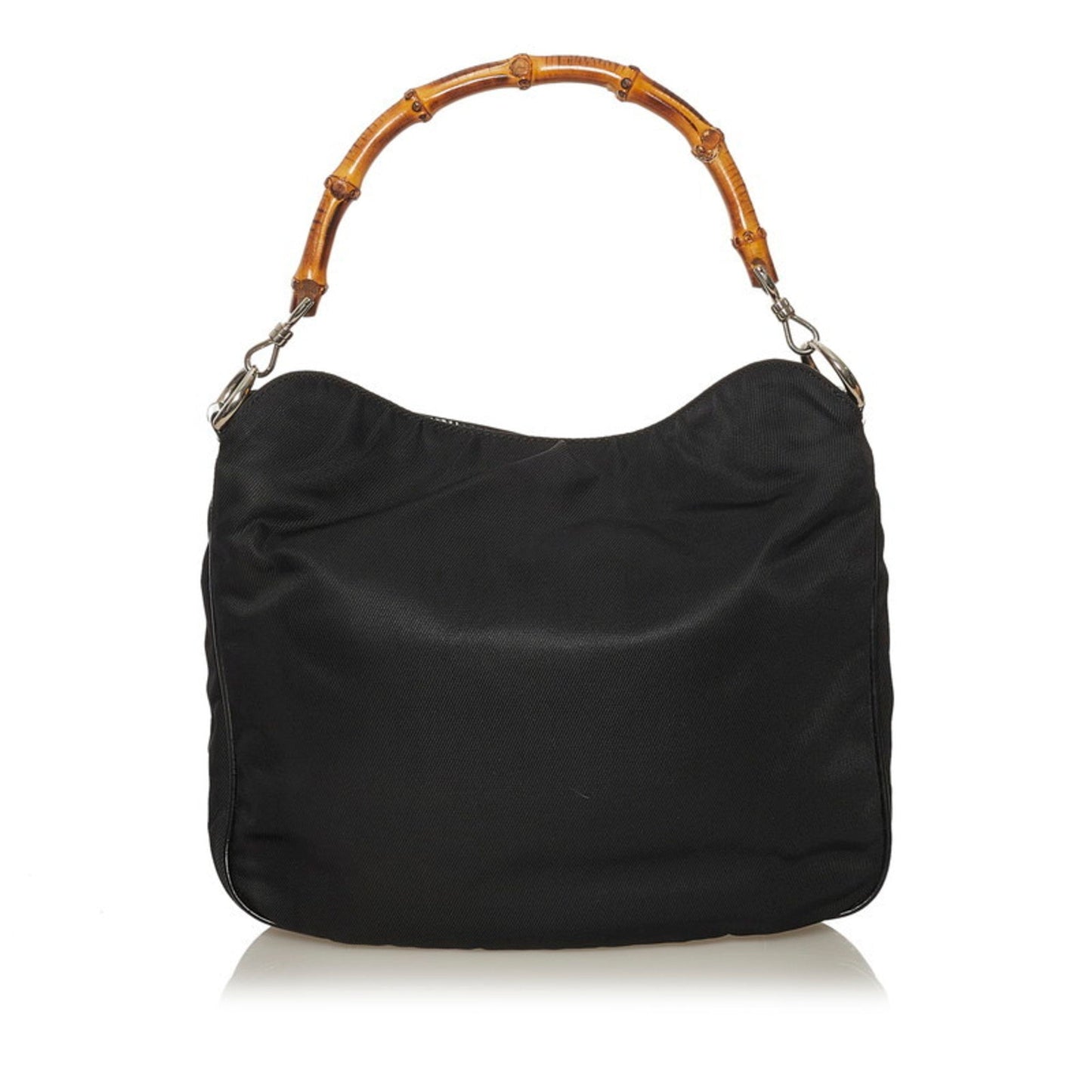 Gucci bamboo handbag shoulder bag 001 1781 1638 black nylon leather ladies GUCCI