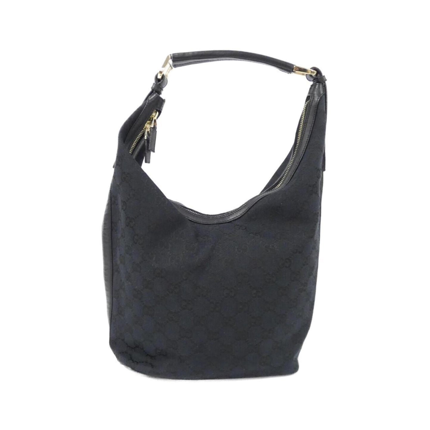 Gucci Black Gg Canvas Leather Shoulder Bag ( )