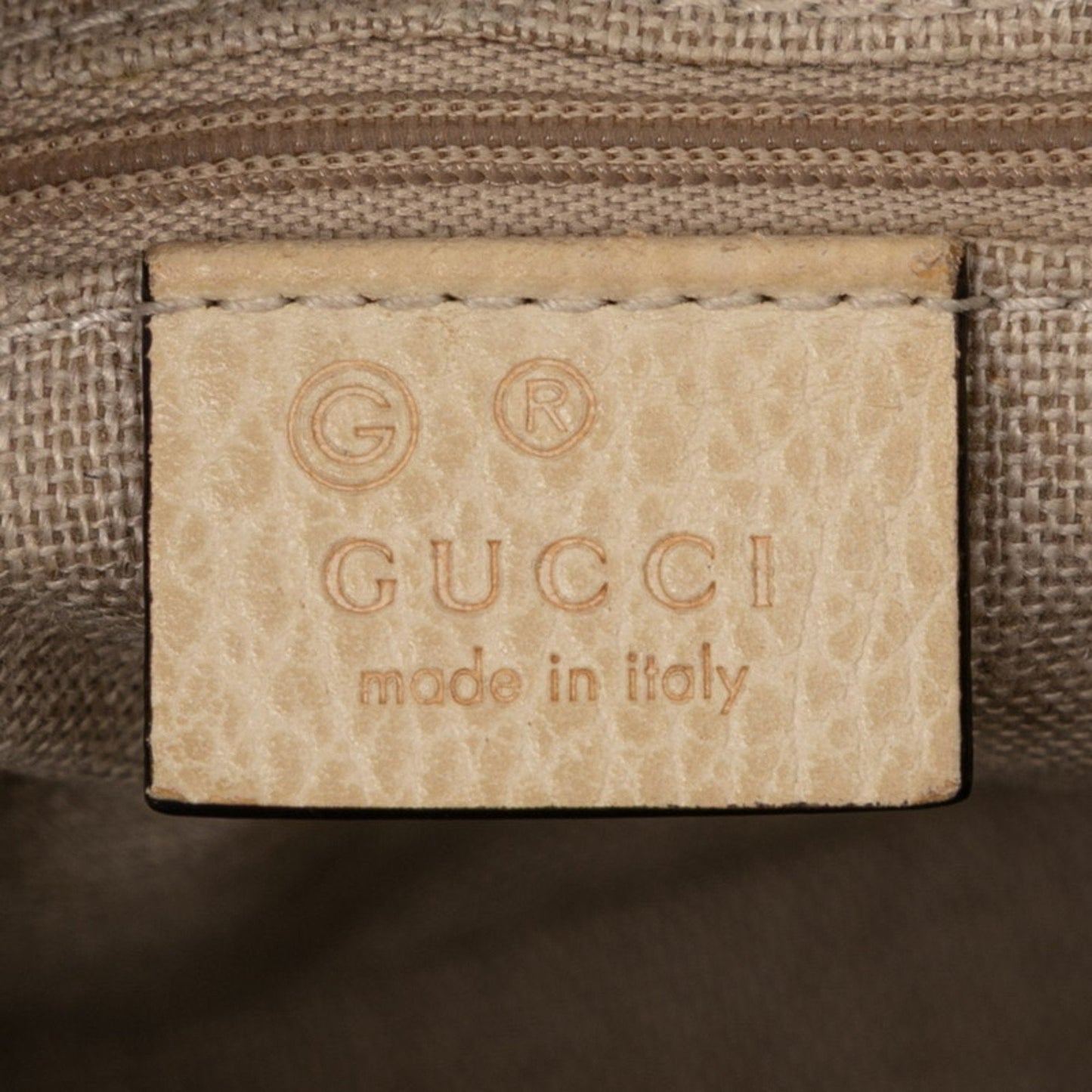 Gucci Beige Ivory Canvas Leather Handbag Shoulder Bag ( )