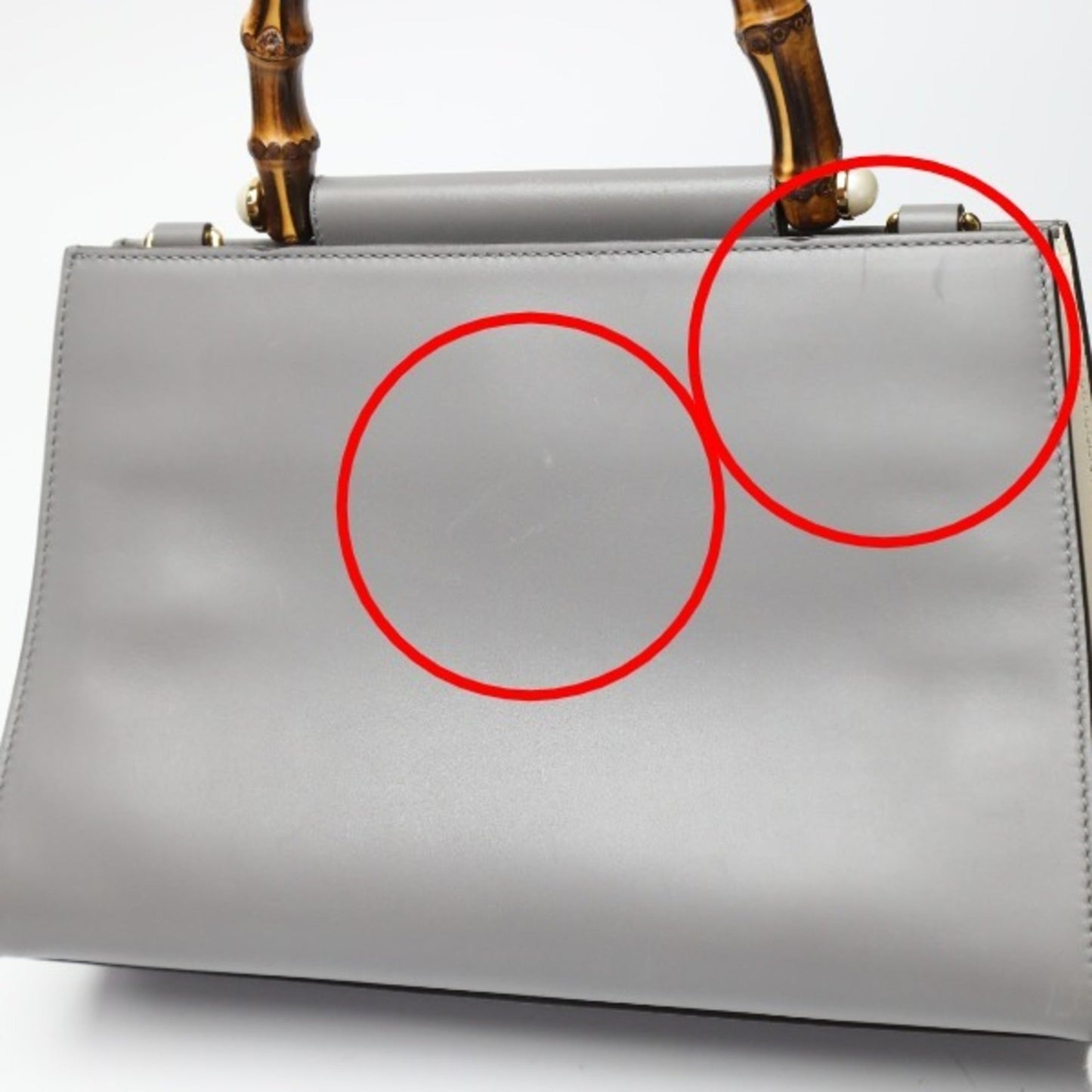 Gucci Gray Bamboo Handbag ( )