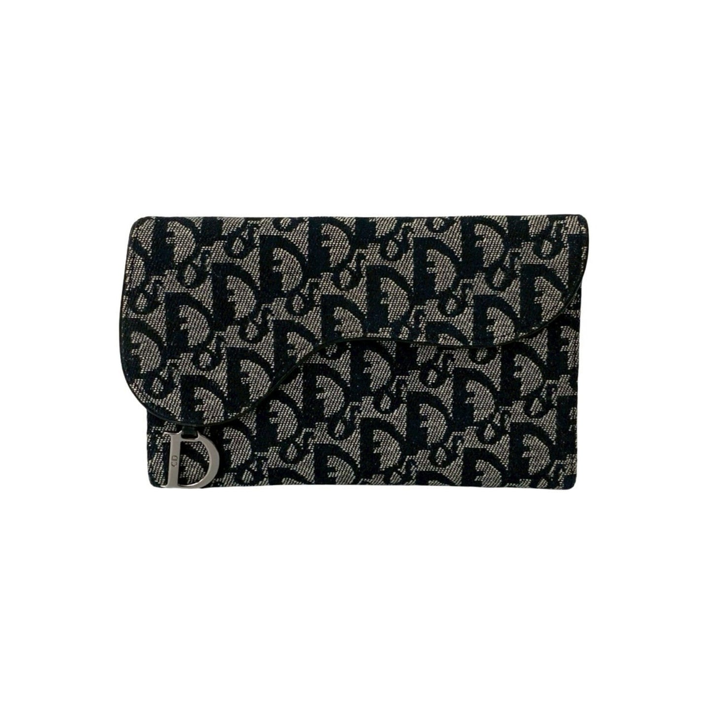 Christian Dior Black Canvas Leather Long Wallet (Tri-Fold) ()