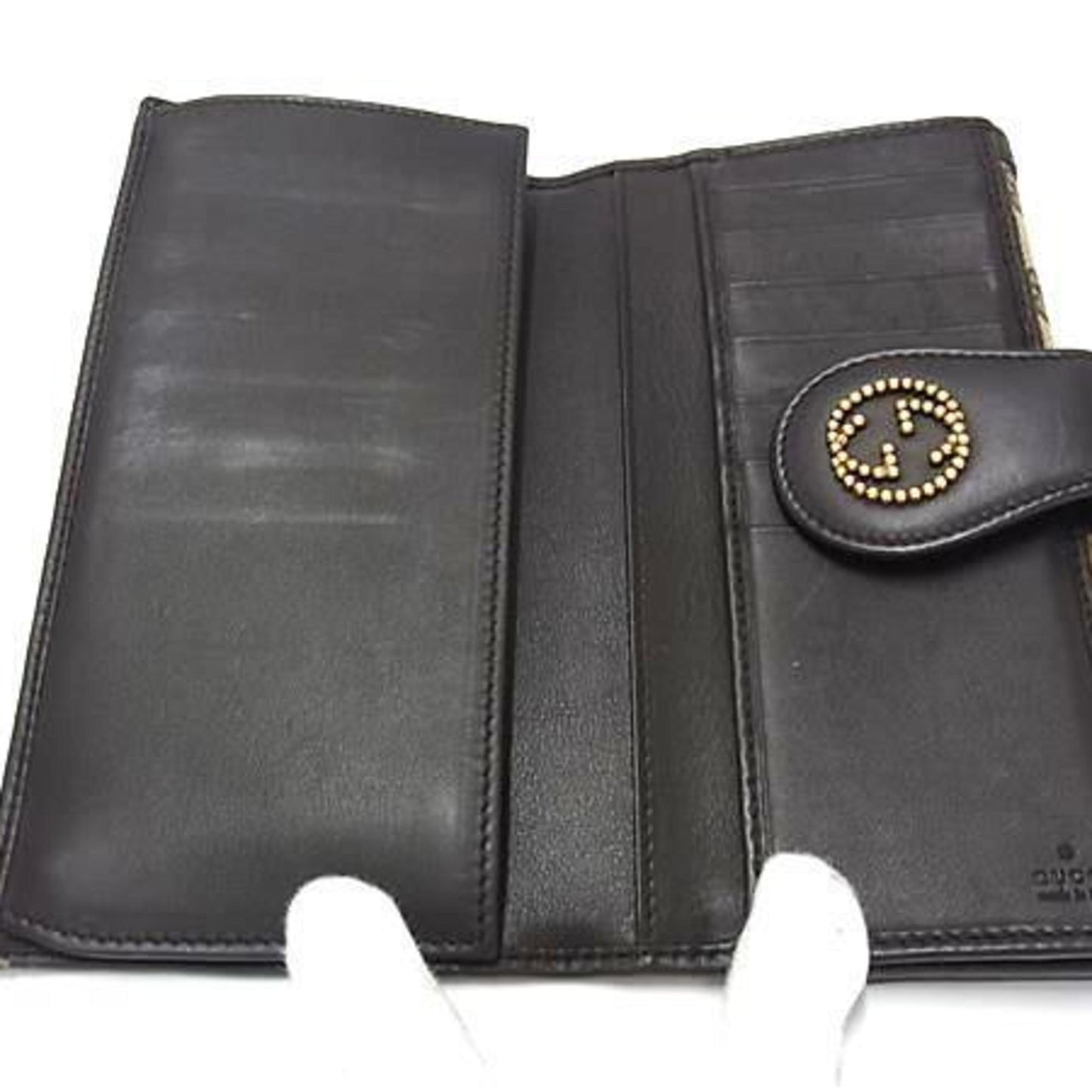 Gucci Brown Gg Canvas Leather Long Wallet (Bi-Fold) ( )