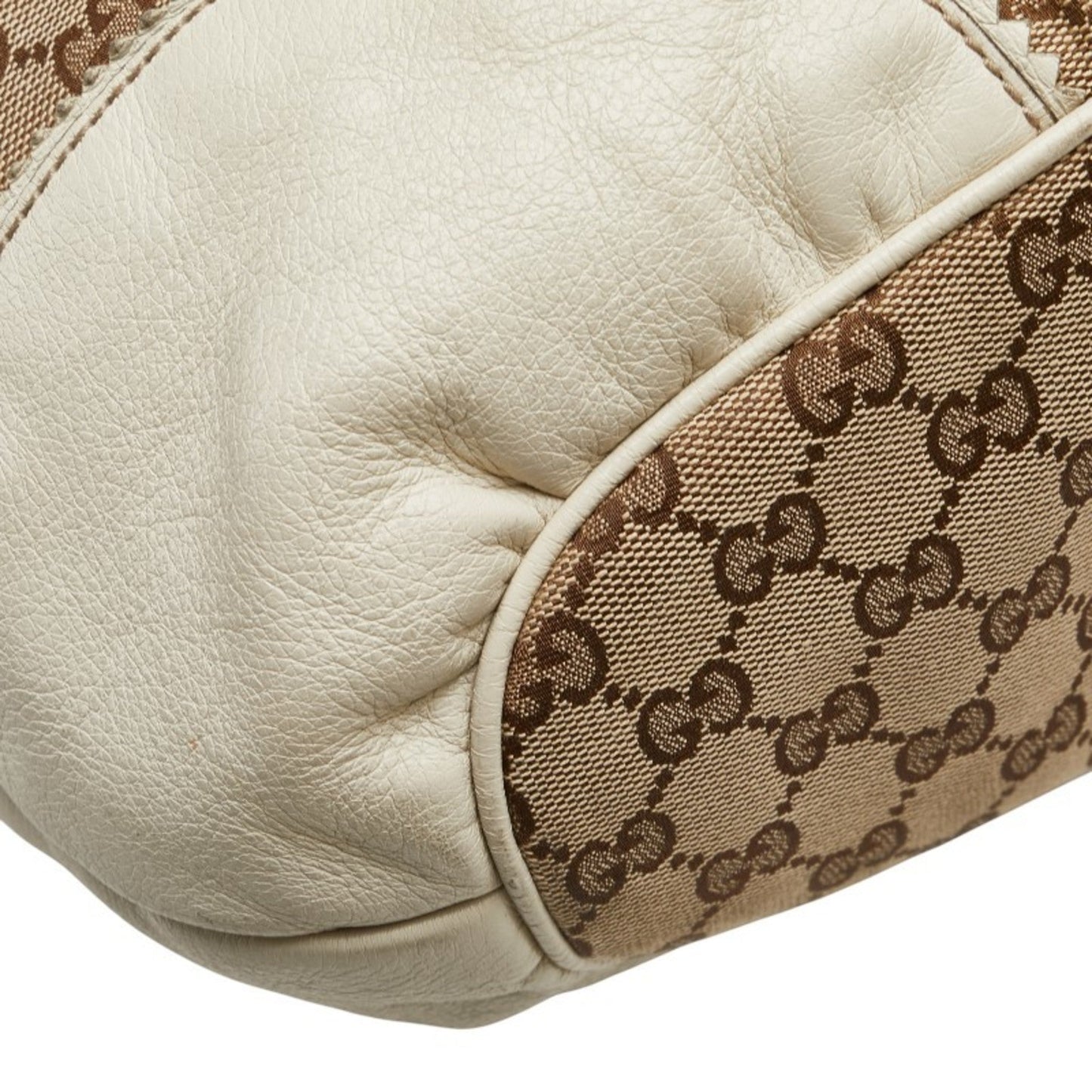 Gucci Gg Canvas Beige White Gg Canvas Leather Shoulder Bag Tote Bag ( )