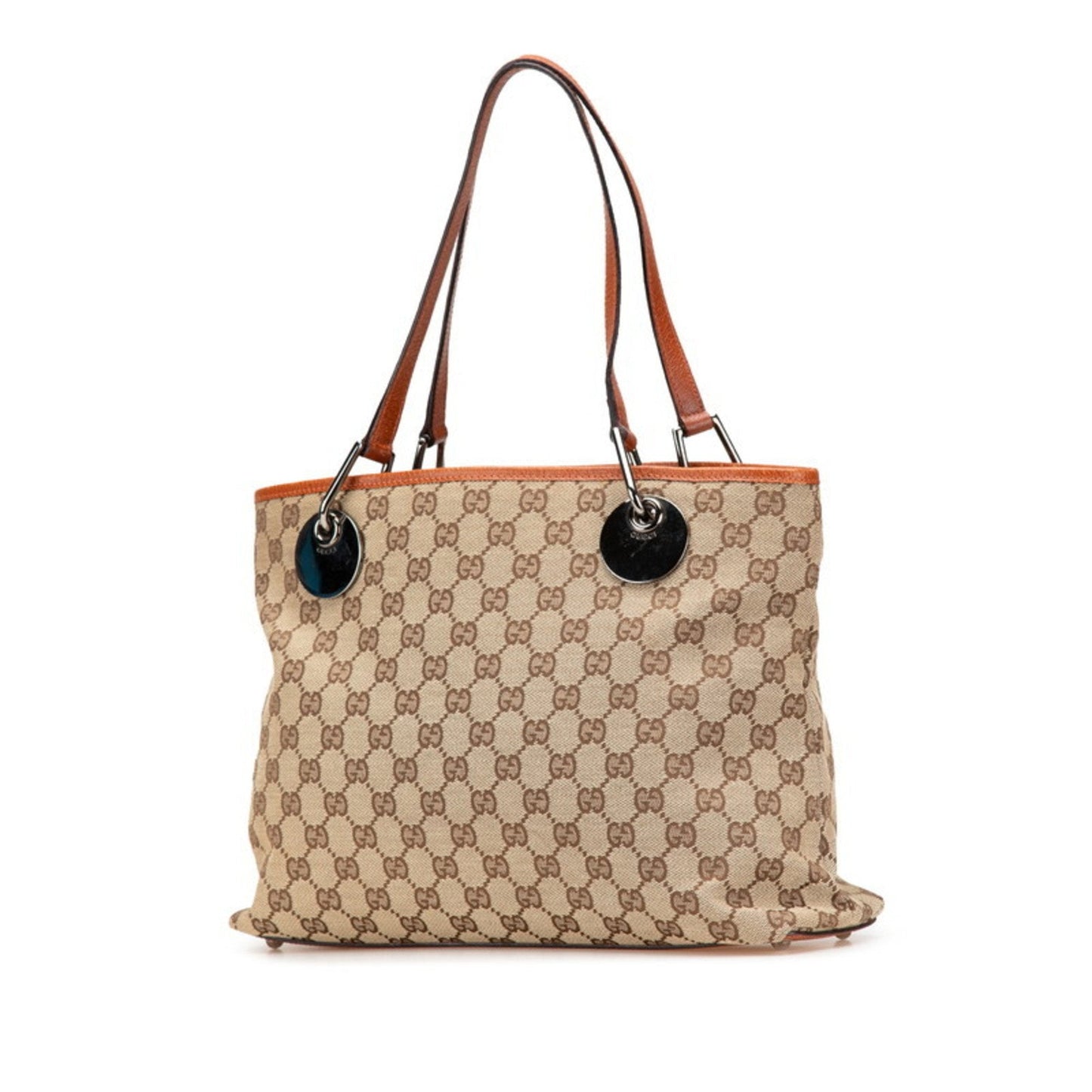Gucci Beige Brown Canvas Leather Shoulder Bag Tote Bag ( )
