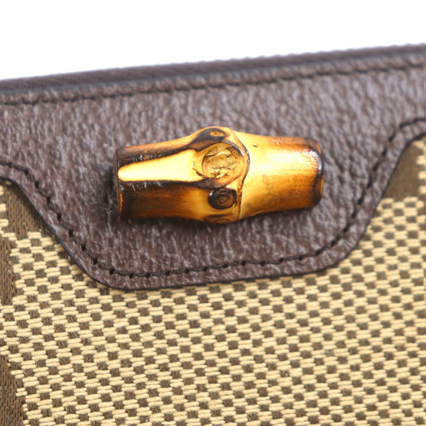 Gucci Bamboo Beige Brown Bamboo Gg Canvas Long Wallet (Bi-Fold) ( )