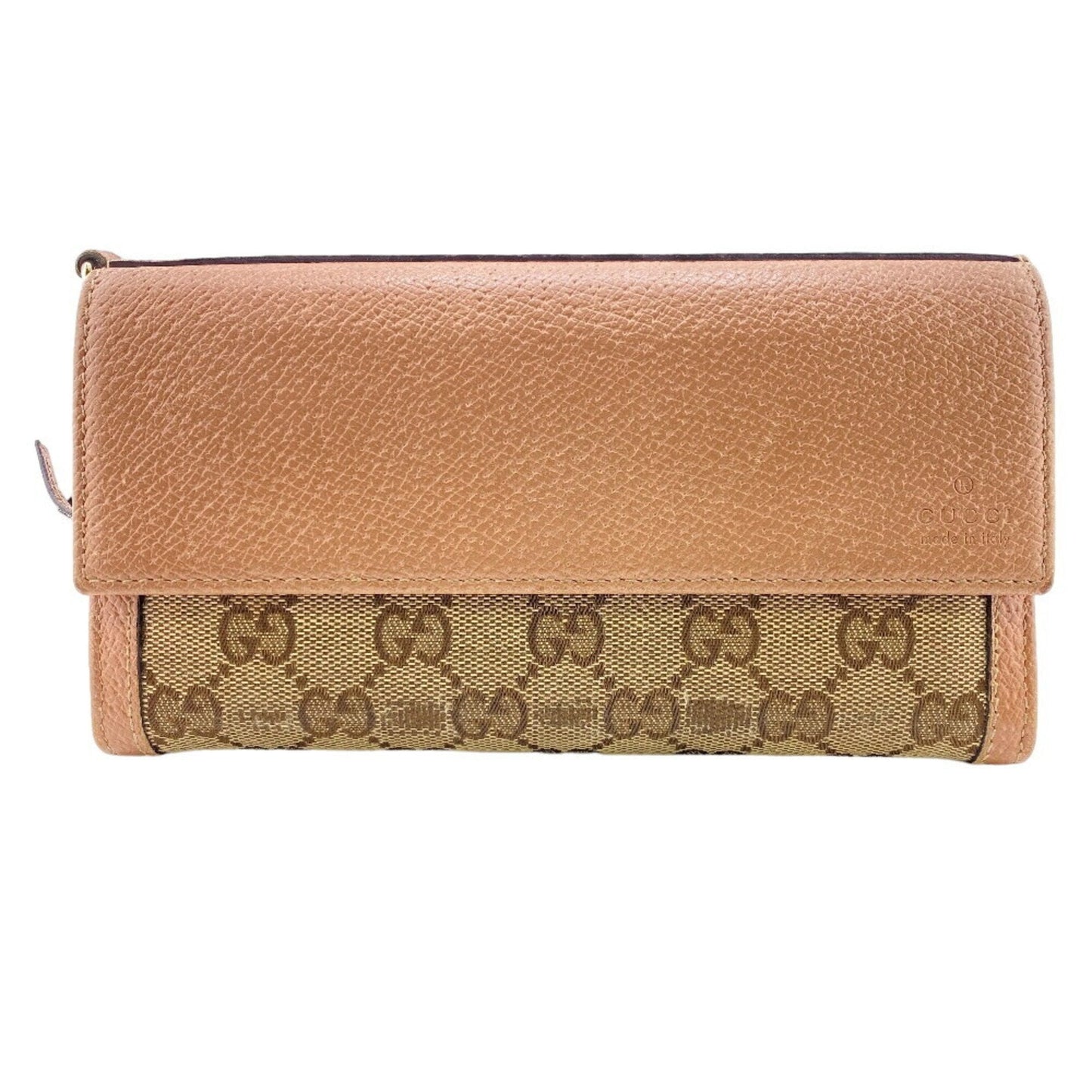 Gucci Beige Pink Canvas Leather Long Wallet (Bi-Fold) ( )