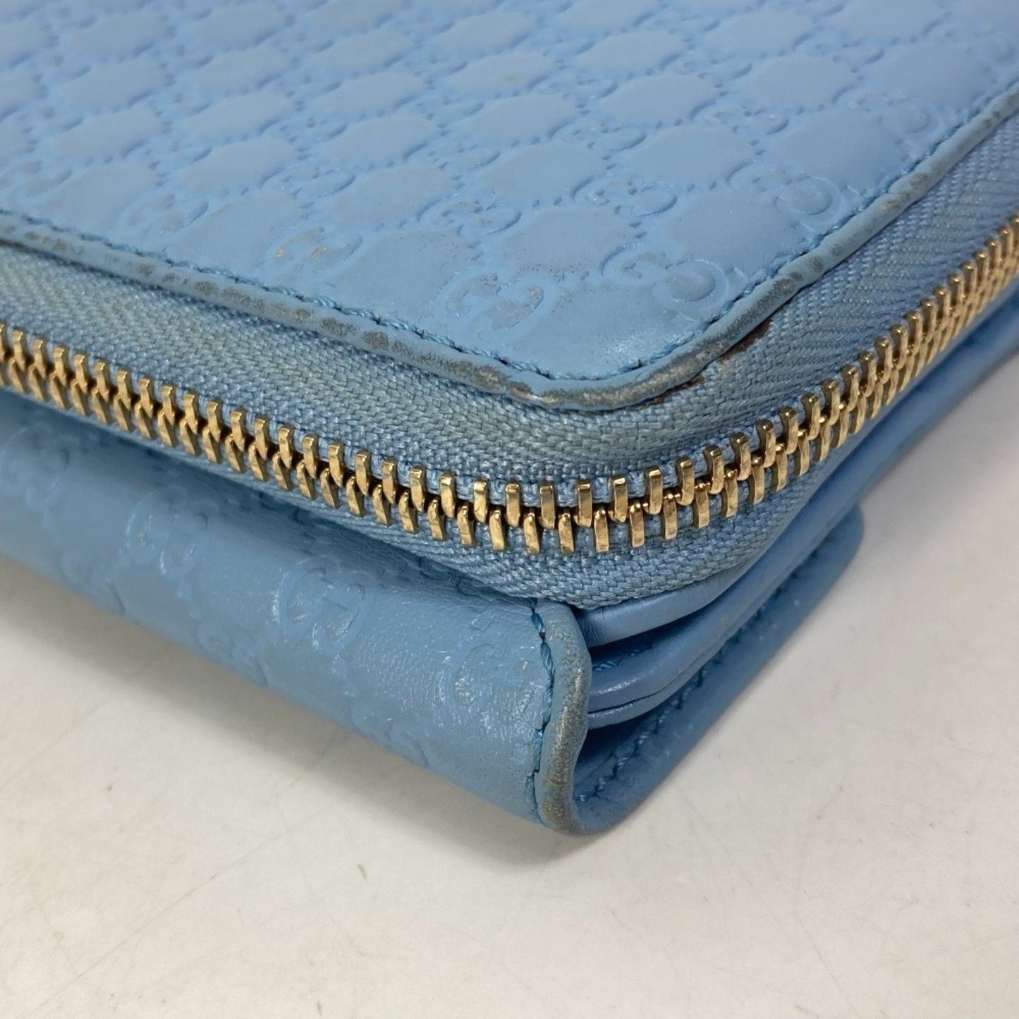 Gucci Light Blue Leather Long Wallet (Bi-Fold) ( )