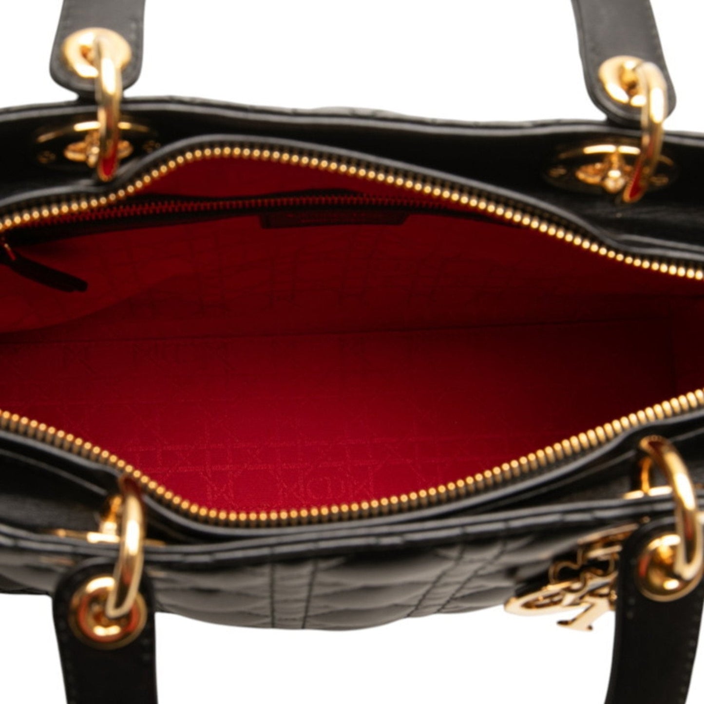 Christian Dior Lady Dior Black Leather Handbag Shoulder Bag ()