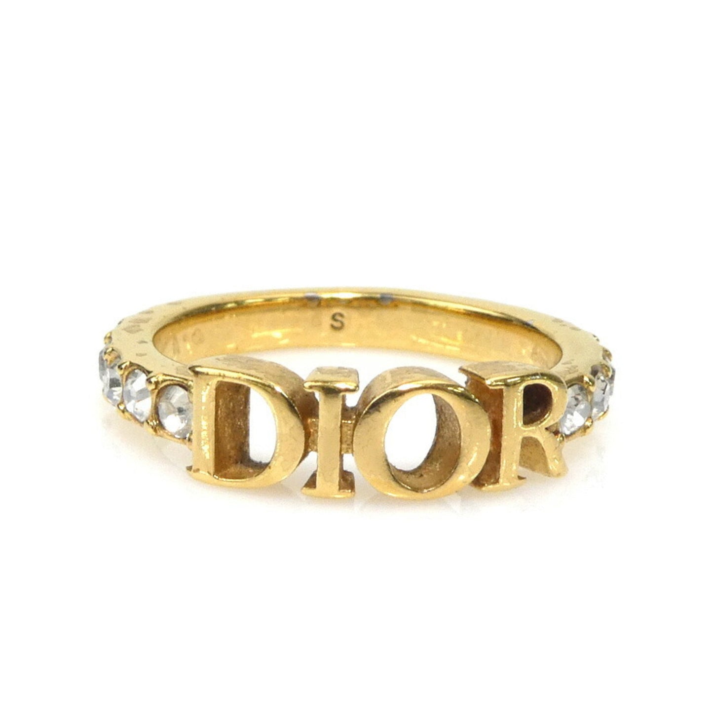 Christian Dior Gold Silver Metal Rhinestone Band Ring ()