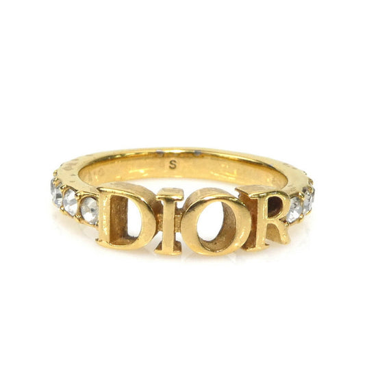 Christian Dior Gold Silver Metal Rhinestone Band Ring ()