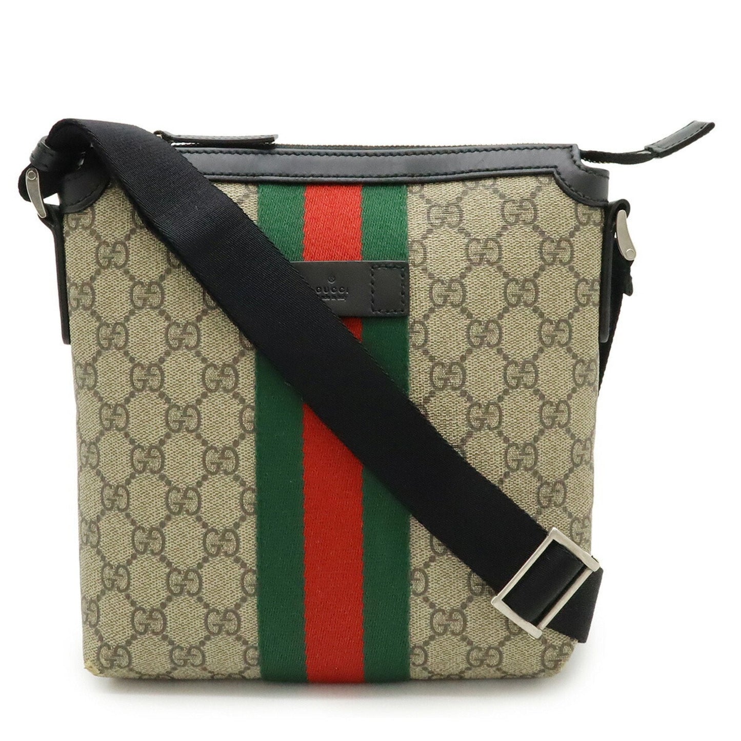 Gucci Beige Black Green Red Color Gg Supreme Leather Shoulder Bag ( )