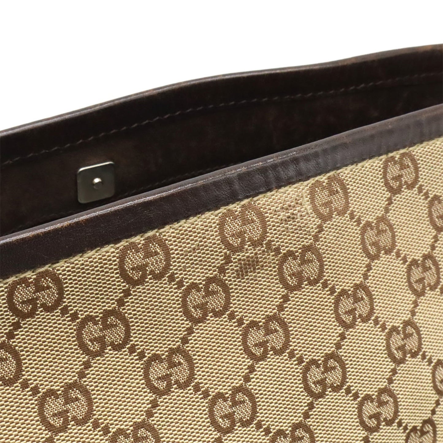Gucci Beige Dark Brown Gg Canvas Leather Shoulder Bag ( )