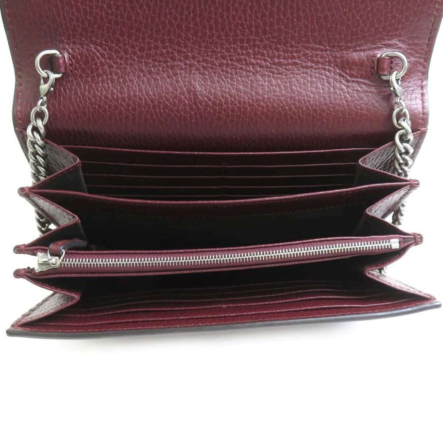Gucci Bordeaux Leather Chain/Shoulder Wallet ( )