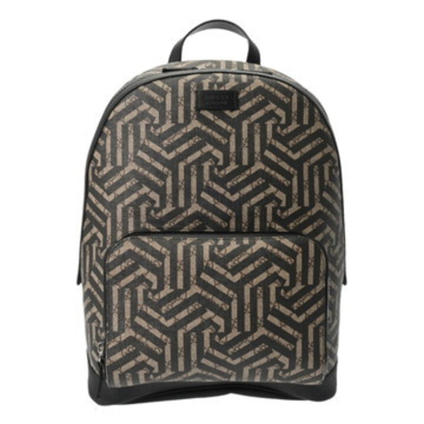 Gucci Beige Black Leather Gg Supreme Canvas Backpack ( )