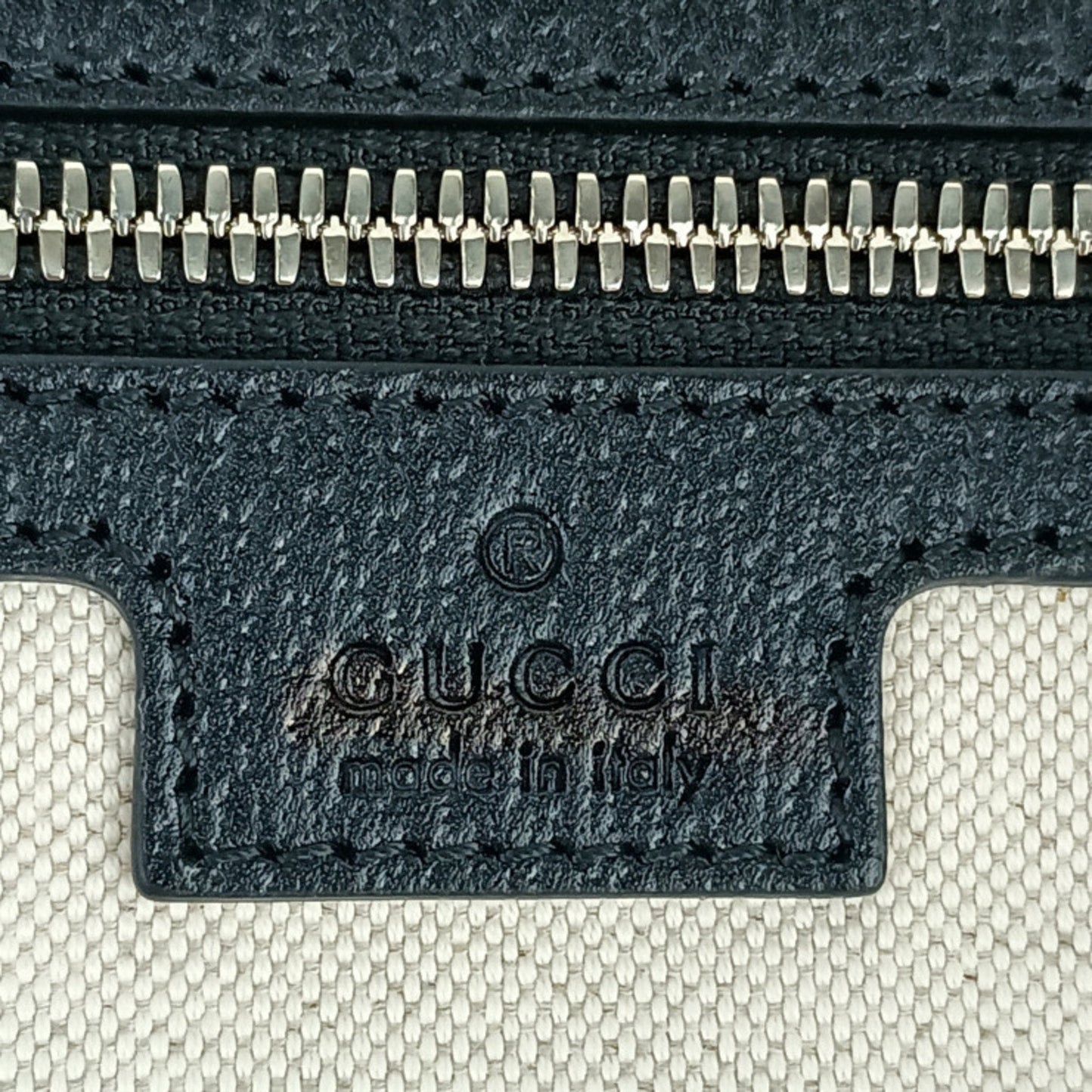 Gucci Black Ivory Canvas Handbag Shoulder Bag Tote Bag ( )