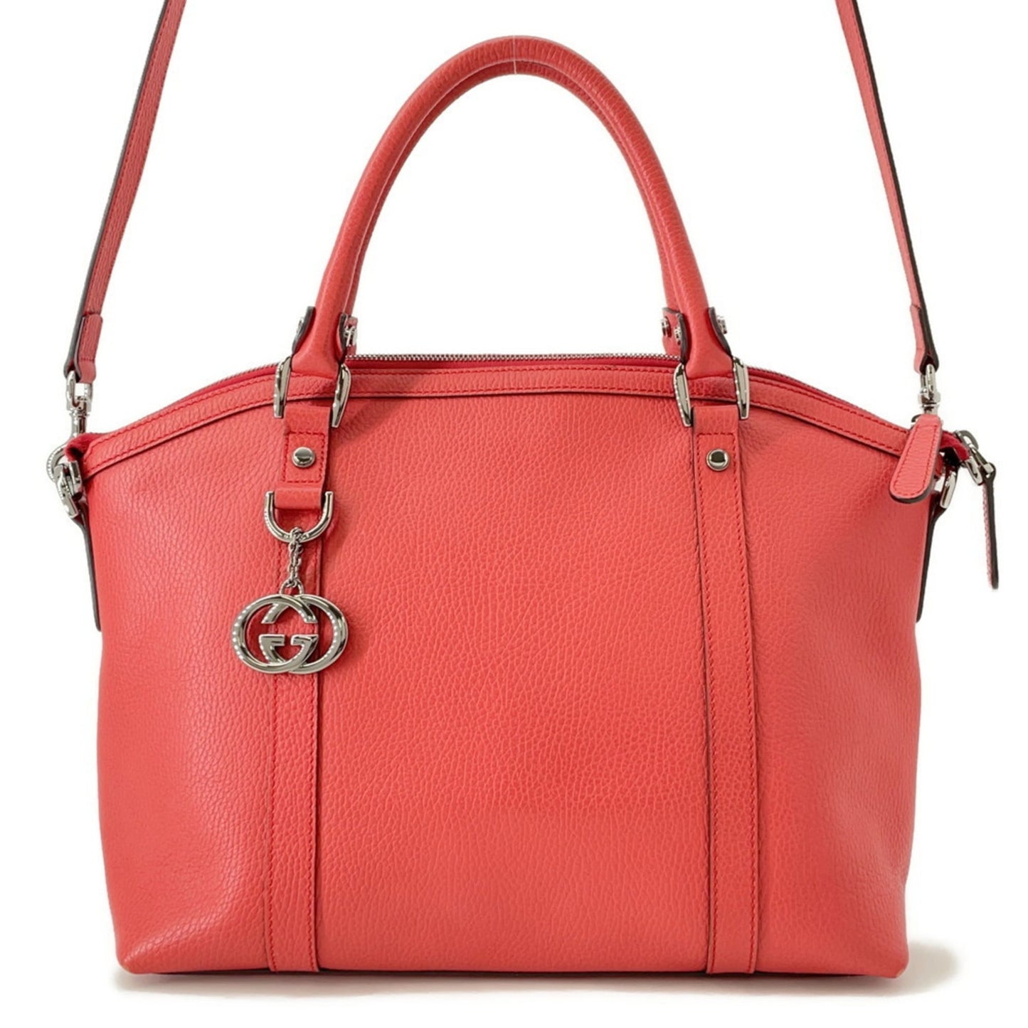 Gucci Red Brown Leather Shoulder Bag Tote Bag ( )