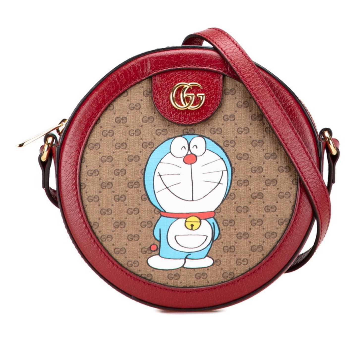 Gucci Brown Red Color Pvc Leather Shoulder Bag ( )