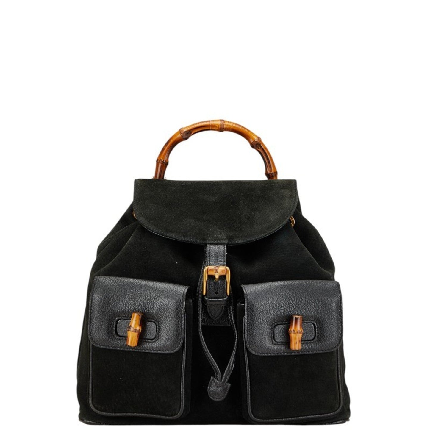 Gucci Bamboo Black Suede Leather Backpack ( )