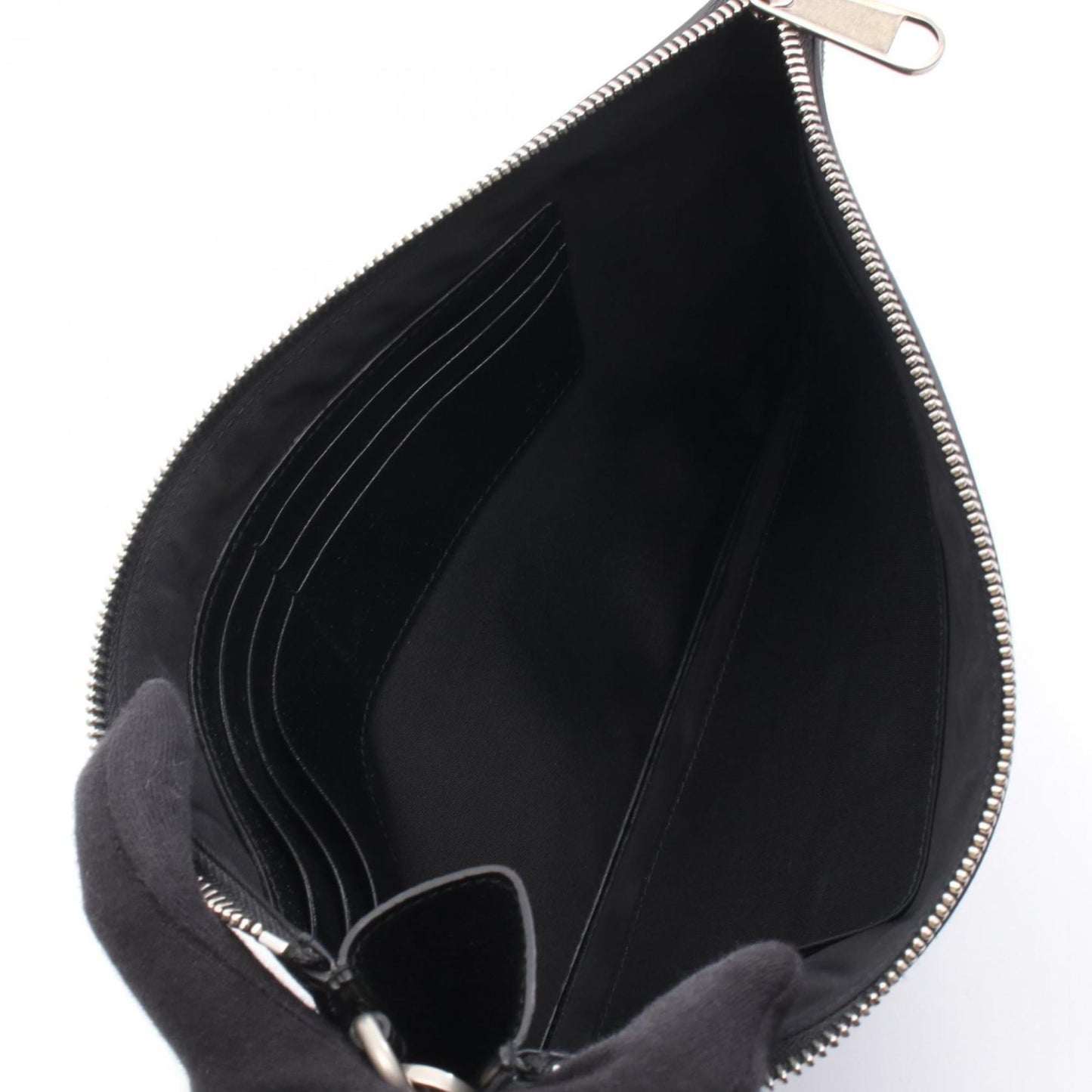 Gucci Black Nylon Canvas Leather Clutch Bag ( )