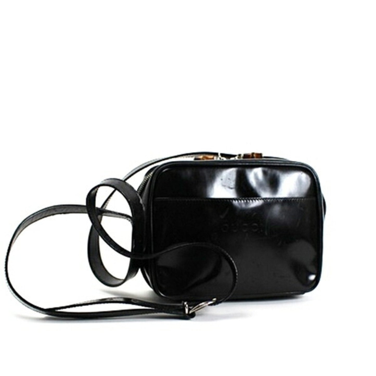 Gucci Black Gray Leather Shoulder Bag ( )