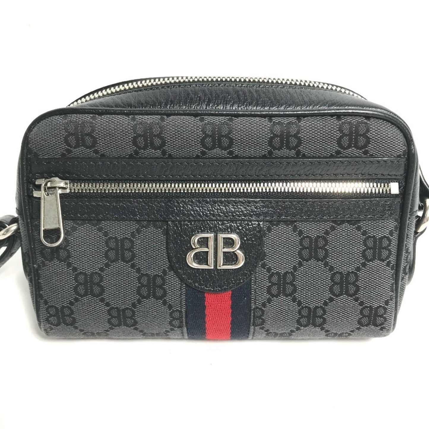 Gucci Black Canvas Leather Pochette Shoulder Bag ( )