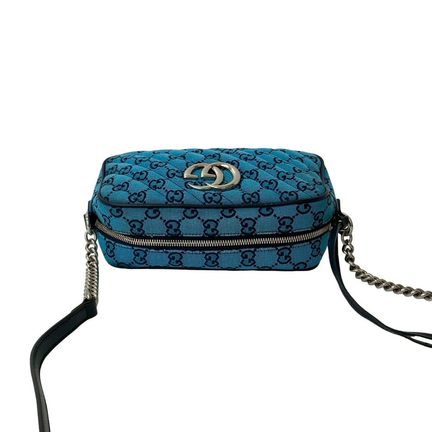 Gucci Blue Navy Canvas Leather Pochette Shoulder Bag ( )