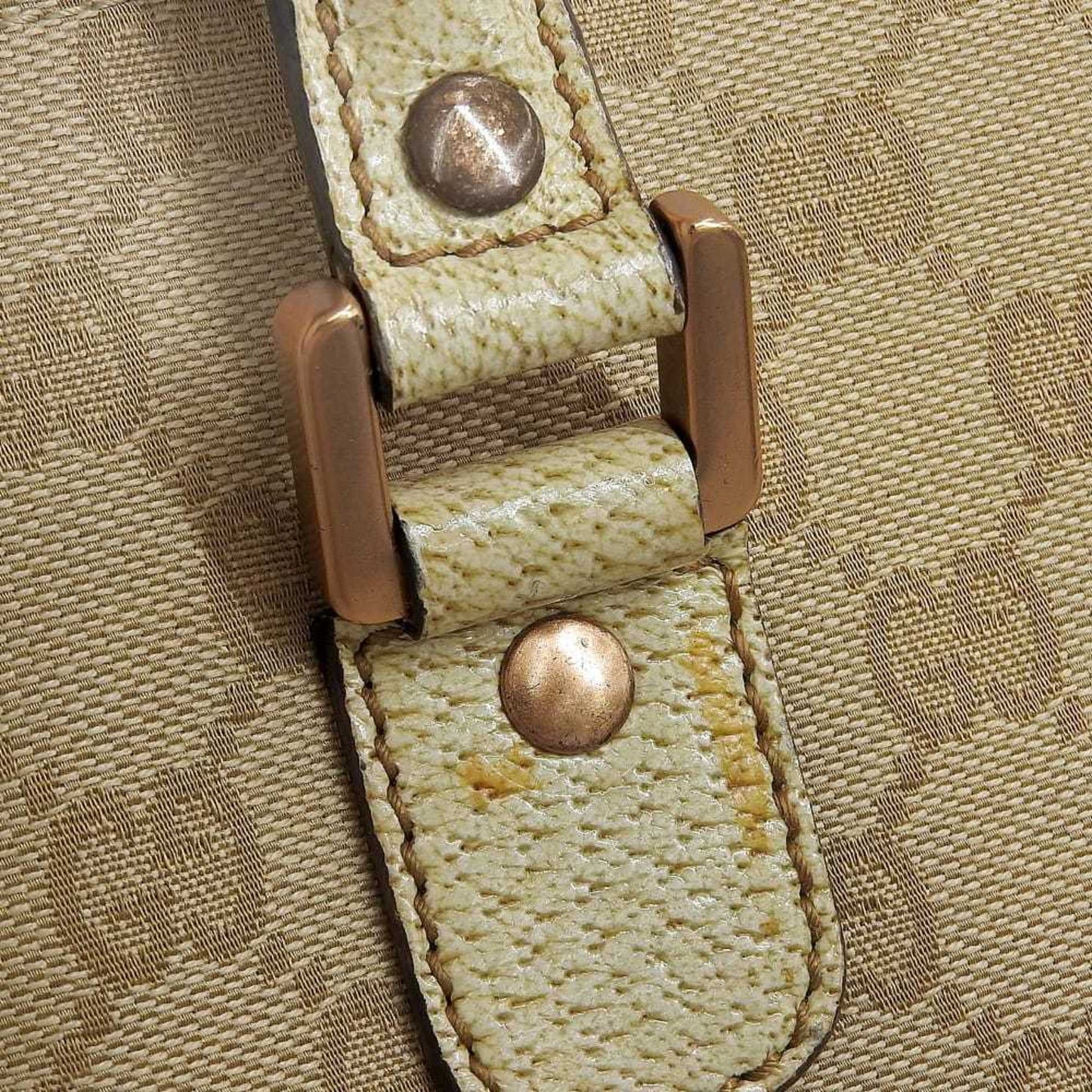 Gucci Beige Ivory Canvas Leather Handbag Tote Bag ( )