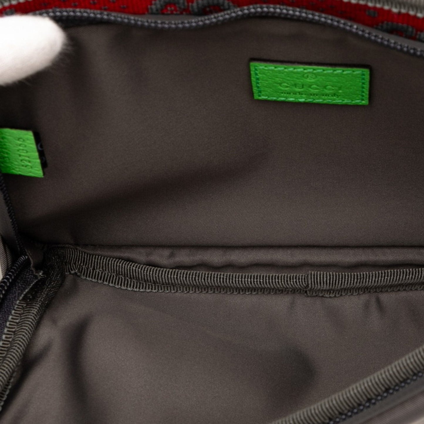 Gucci Gray Green Red Color Nylon Rubber Sling Bag ( )