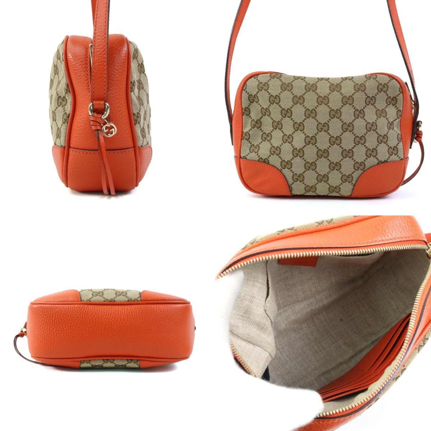 Gucci Brown Orange Canvas Leather Shoulder Bag