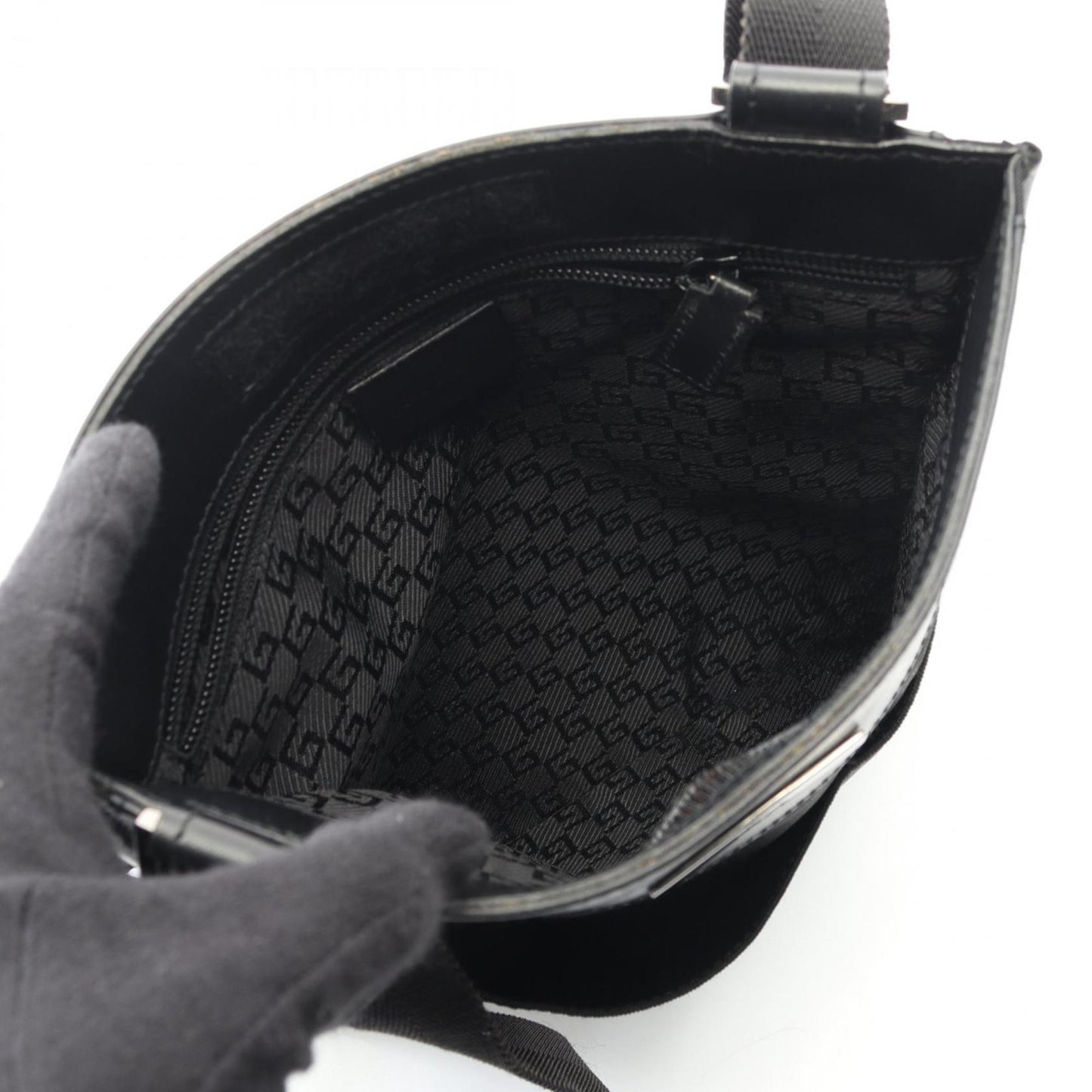 Gucci Black Canvas Leather Shoulder Bag ( )