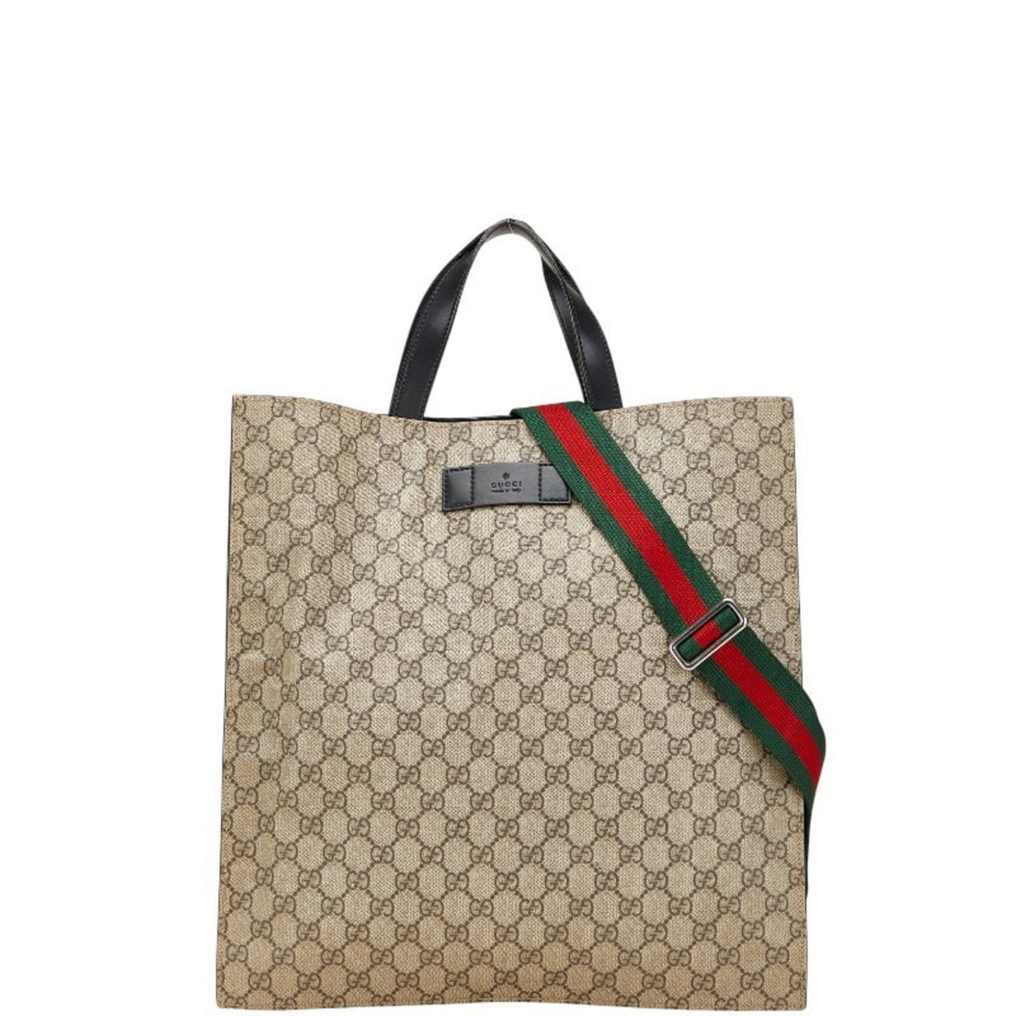 Gucci Beige Black Pvc Leather Shoulder Bag Tote Bag ( )