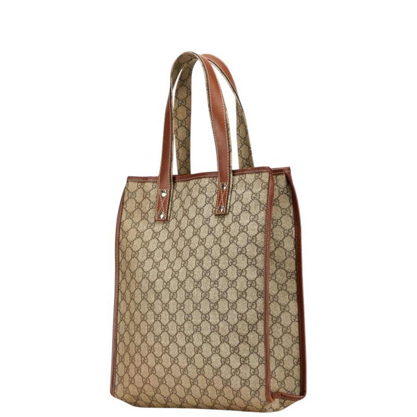 Gucci Beige Brown Pvc Leather Tote Bag ( )