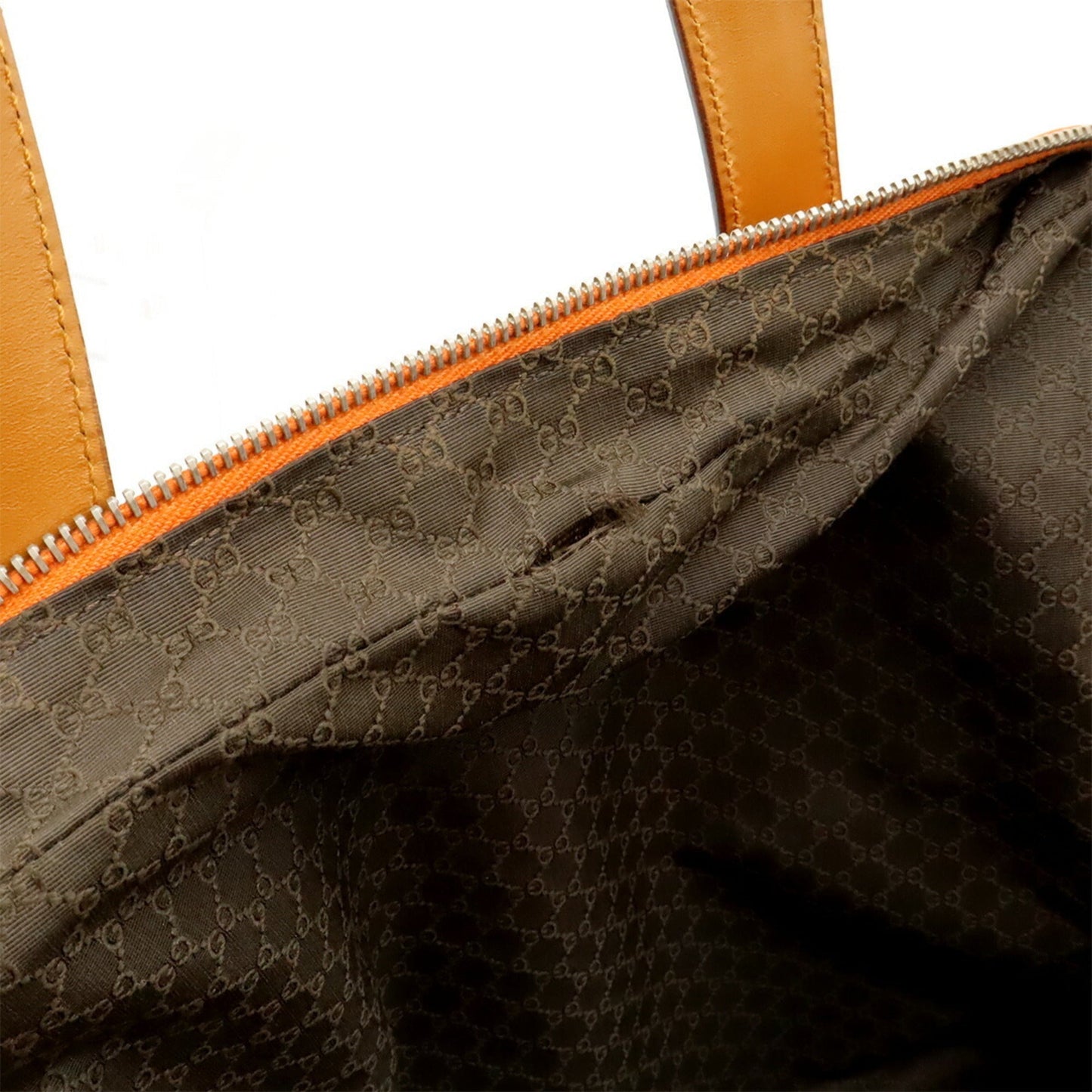 Gucci Beige Camel Orange Canvas Leather Handbag Shoulder Bag Tote Bag ( )
